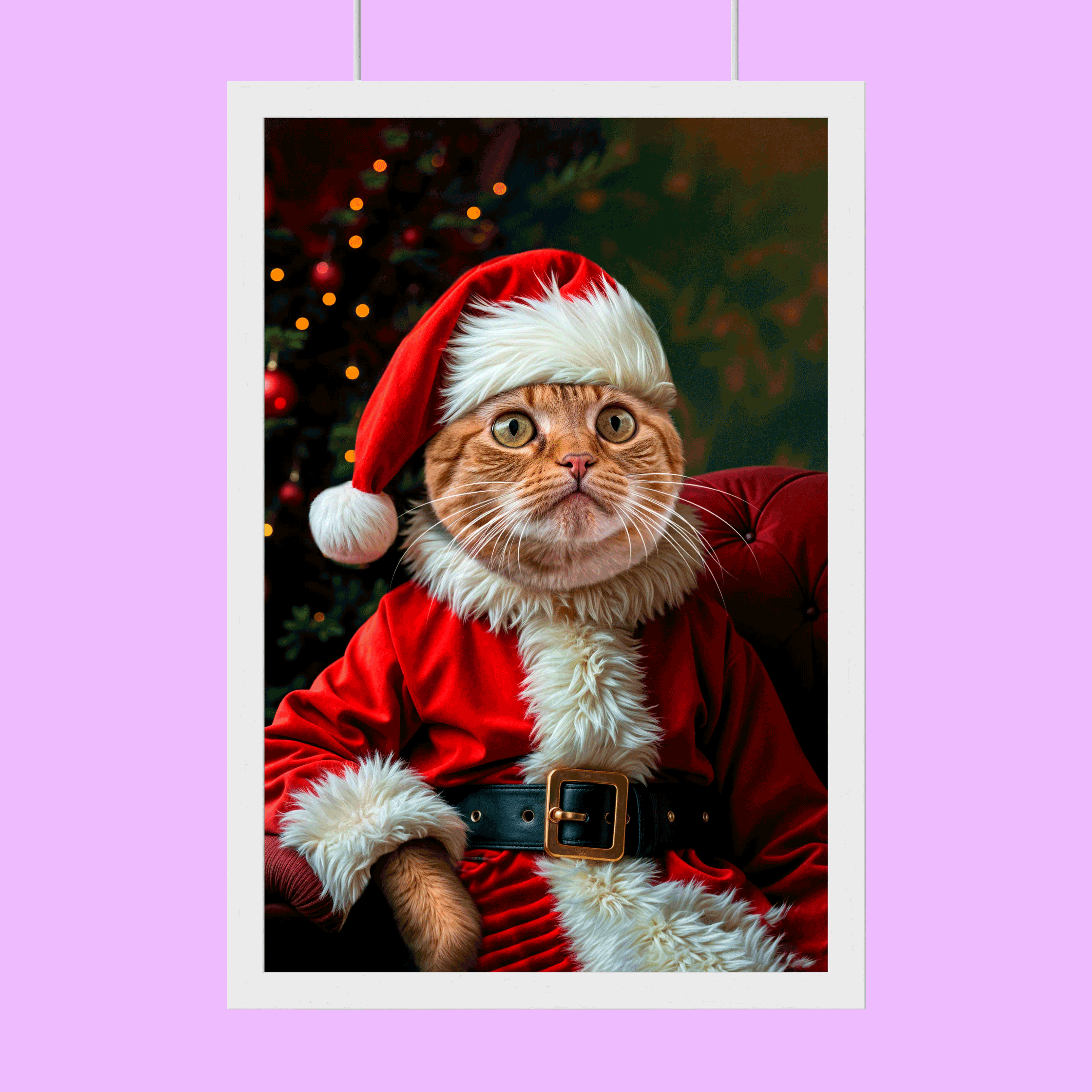 Santa Pet Christmas Portrait – Festive Custom Pet Art